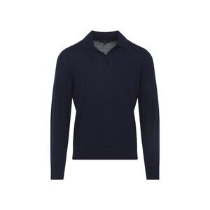 Sease Deep Navy Virgin Wool Sweater With Subtle Collar - NWT